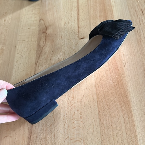 NIB 🩵 PRADA Pointed Toe Suede Flats with Bow - Picture 6 of 13